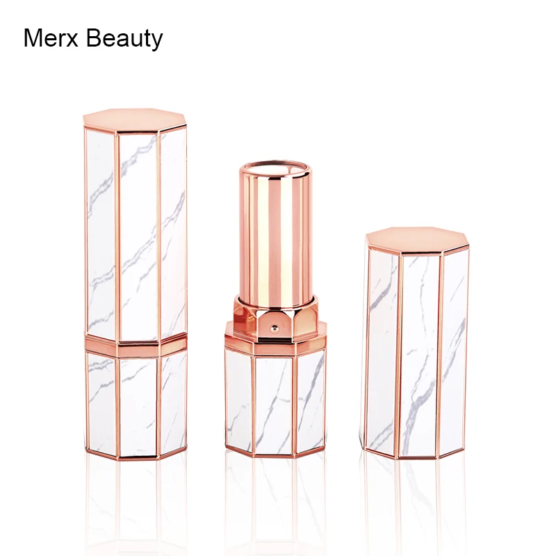 

12.1mm 3.5g Empty Plastic Lipstick Tube Polygonal White DIY Homemade Travel Lipstick Tube Cosmetic Makeup Packaging Wholesale