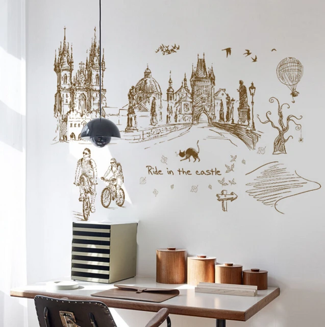 Hand Painted City Tour Large Wall Stickers Decals Home Decor Living Hand Painted City Tour Large Wall Stickers Decals Home Decor Living Room Bedroom Wallpaper Removable