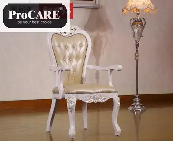 

European Dining room Solid Wood Carving leather chair for dining table