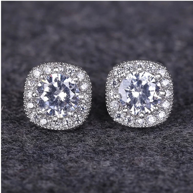 Fashion square Stud Earrings For Women Luxury Zirconia Brincos Wedding Earring Jewelry | Украшения и аксессуары