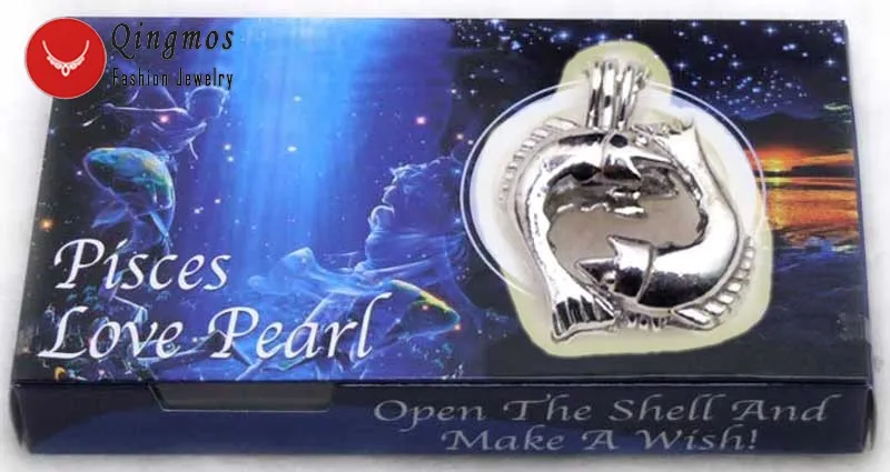 Qingmos Созвездие подарок желаний жемчуг Leo клетка держатель ожерелье для женщин с Oyster Love жемчуг Чокеры ожерелье 3636 - Окраска металла: Pisces