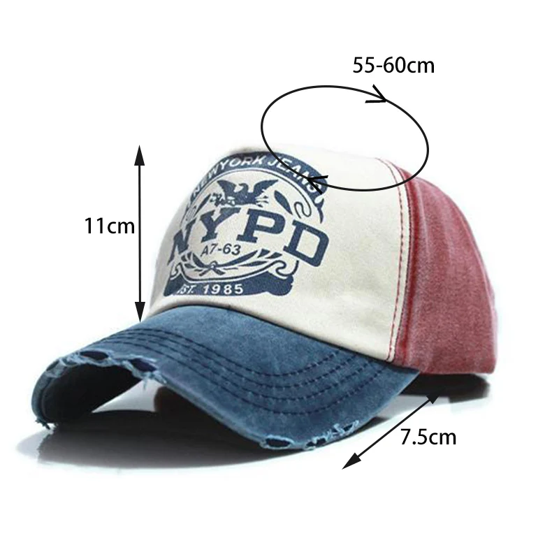 Fashion Unisex Baseball Cap NYPD Letter Pattern Women Washed Old Style Caps Men Leisure Sport Cotton Washed Hip Hop Hat CP0252 (6)