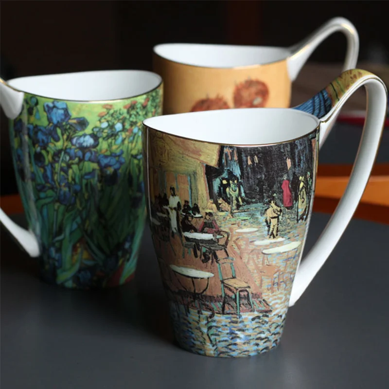 New Creative gift Van Gogh oil painting colored drawing ceramic cup