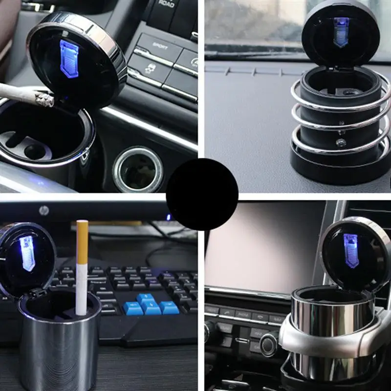 LUOEM Car Cigarette Ashtrays Smokeless Auto Cigarette Ash Holder with