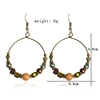 Pendientes bohemios de cuentas de madera con diamantes de imitación para mujer, aretes redondos exagerados, cuentas Retro, joyería de vacaciones ► Foto 2/6
