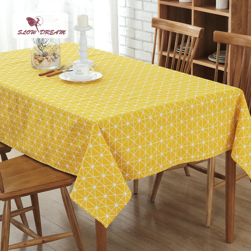

SlowDream Tablecloth Yellow Dot Tower Linen Cotton Table Cloth Rectangular Edge Europe Table Cover 4 Sizes Hot Toalha De Mesa
