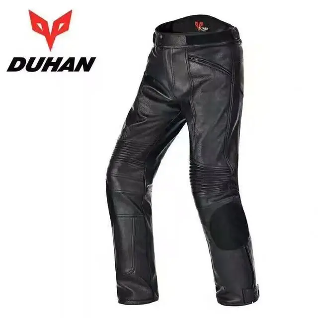 

DUHAN Motorcycle Motorcross Riding Protective Trousers Waterproof Windproof Men's PU Imitation Leather Racing Sports Pants