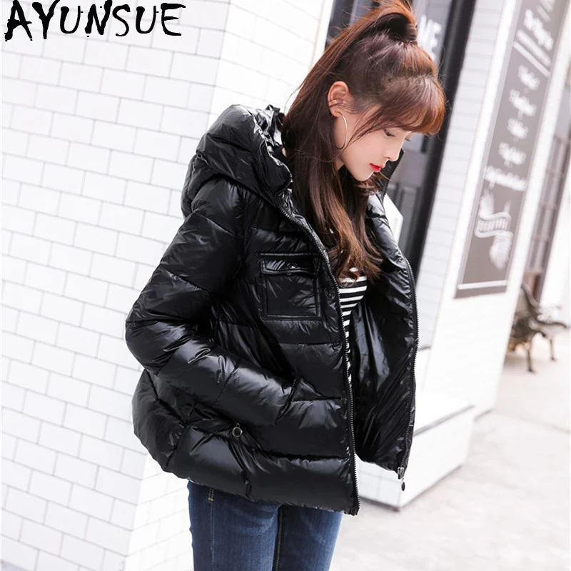 AYUNSUE Winter Coat Women Thick 90% White Duck Down Jacket Woman Hooded Korean Short Puffer Female Jacket JD-1701 KJ2668