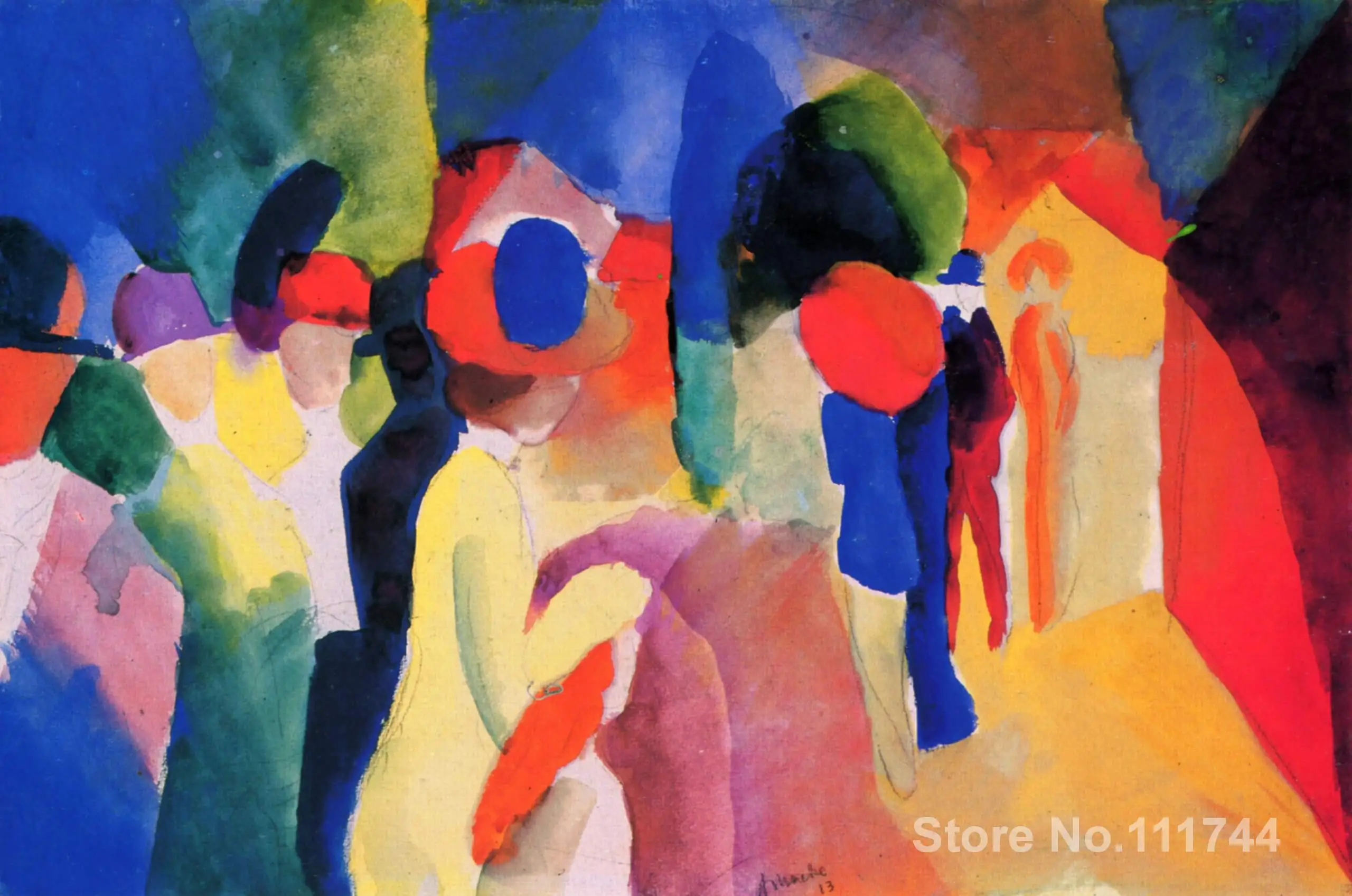

Oil painting from photo Woman with a Yellow Jacket by August Macke High Quality Handmade