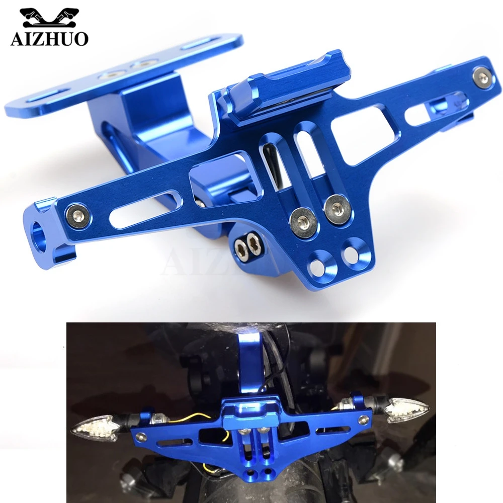 Black Aluminium Alloy Motorcycle License Plate Holder Bracket Folding Mount Kit for Yamaha YZF1000 MT 01 mt07 mt09 fz-09 R6S | Автомобили