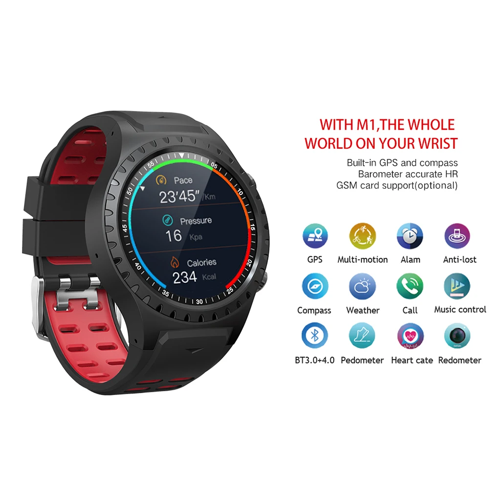 696 M1 Smart Watch Support SIM Card Bluetooth Call Compass GPS Watch IP67 Waterproof Multiple Sport Modes Long Time Standby