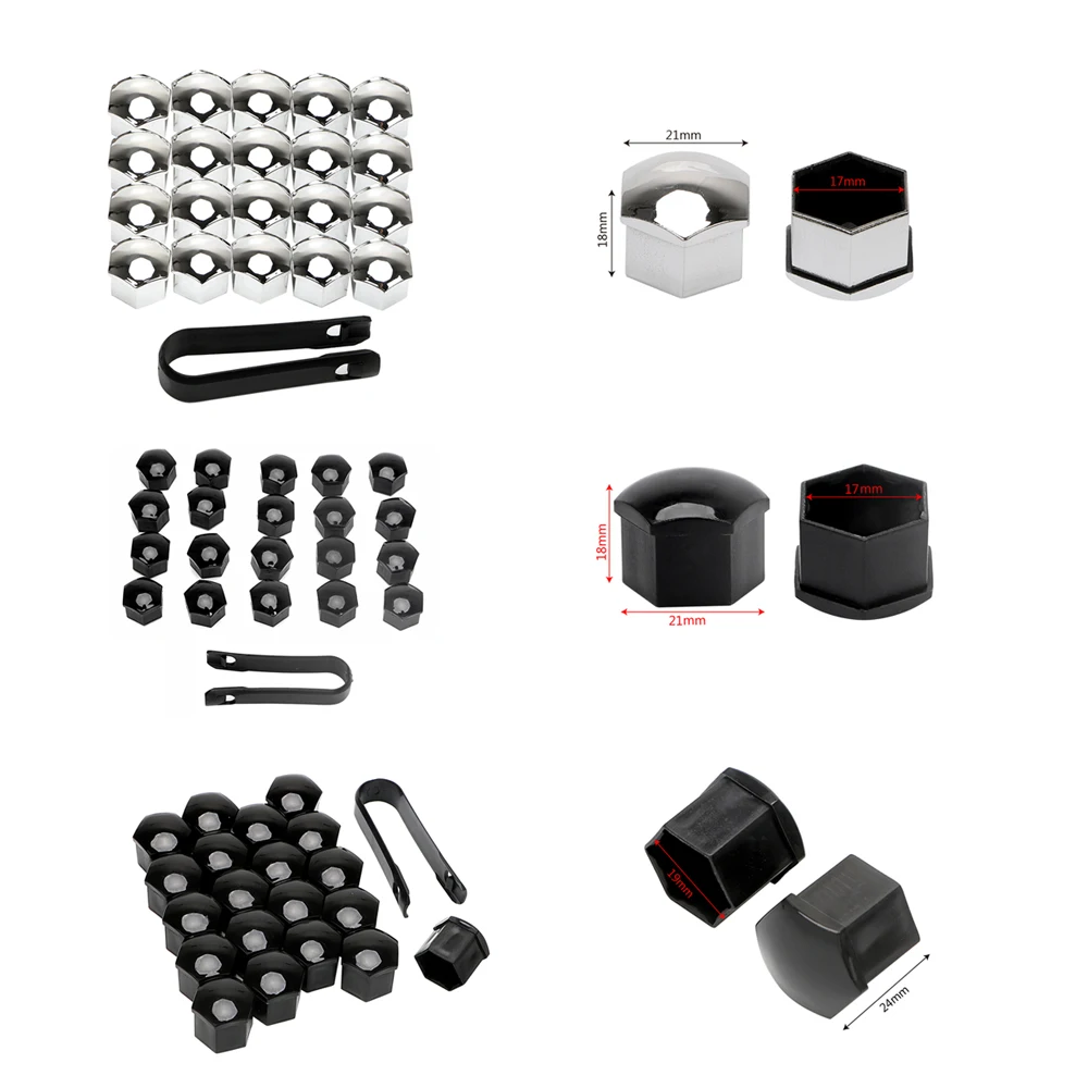 17mm/19mm Car Wheel Nut Bolts Caps 20Pcs Auto Hub Screw Cover Nuts Bolts Rims Exterior Decor Plug Socket Protection Dust Proof
