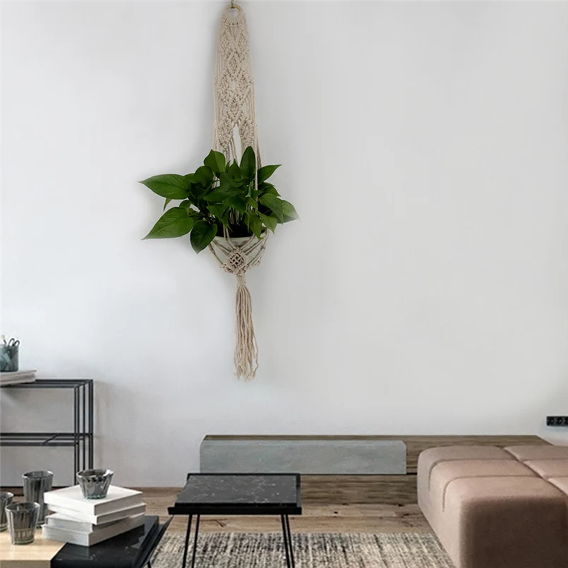  2018 New Macrame Rope Plant Hanger Garden Flower Pot Holder Hanging Basket Decoration F#4S20 (5)