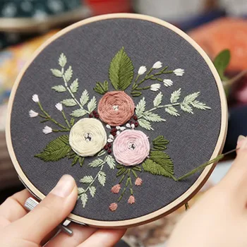 

European Plant Flower Embroidery Cross Stitch Kit DIY Material Package 3D Embroidery Handmade Creative Beginner Kit