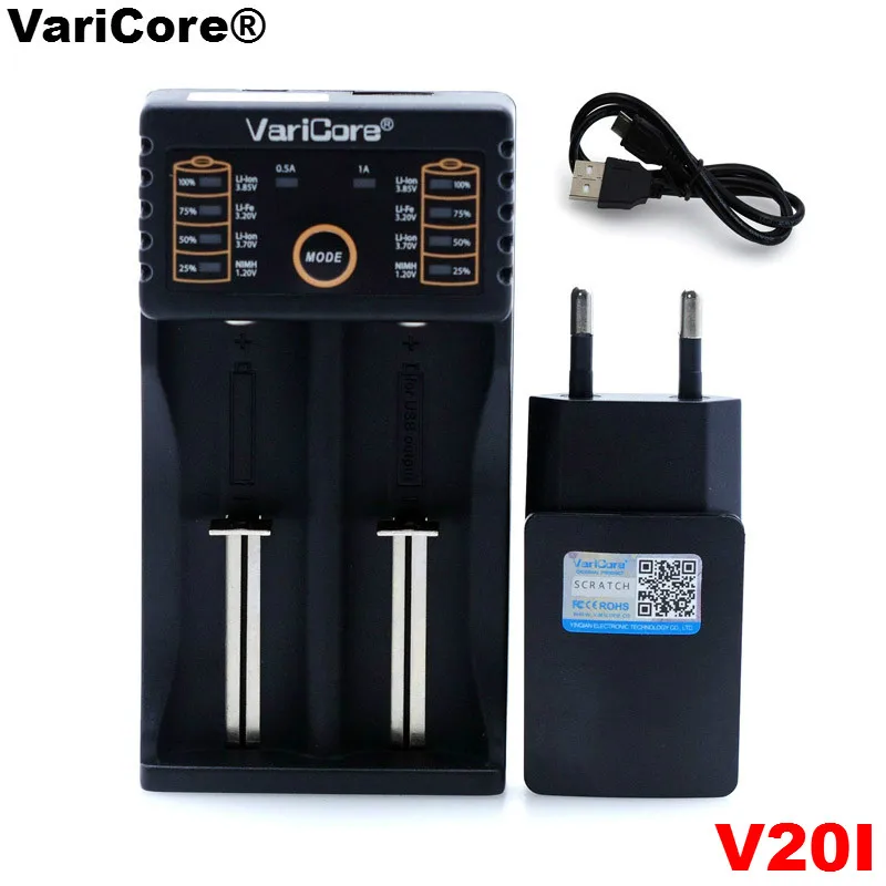 Varicore V40 v20i V10 U4 Батарея Зарядное устройство для 3.7 В 18650 26650 18500 16340 14500 18350 Li Ion 1.2 AA/AAA