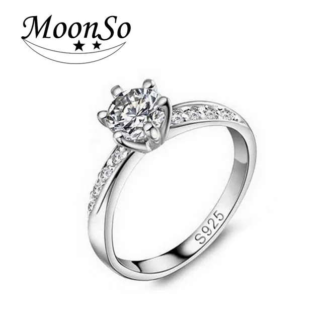Moonso CZ 925 Sterling Silver Rings For Women 1 Carat  