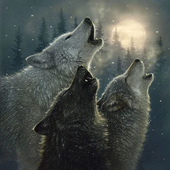 

Old artist painted well on the canvas : Animal Oil Painting Wolf howling 24x36