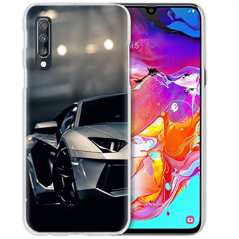 Спортивный супер автомобильный чехол для samsung Galaxy A50 A70 A20e A40 A30 A20 A10 A8 A6 Plus A9 A7 жесткий прозрачный чехол для телефона из поликарбоната