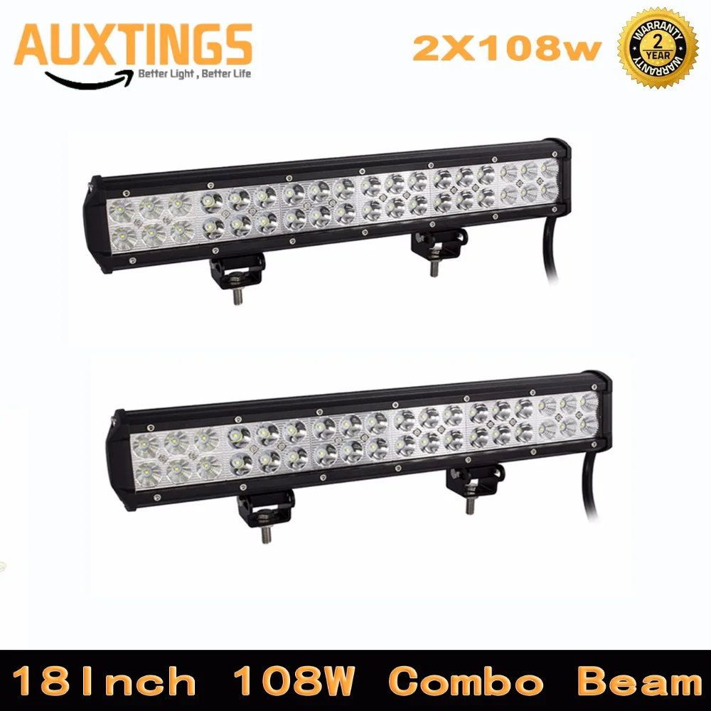 

2PCS 18" inch 108W LED Work Light Bar for Tractor Boat Off-Road Driving 4WD 4x4 12V 24v Truck SUV ATV Spot+Flood Combo Beam