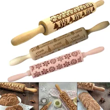 Рождественский олень тиснение Скалка «сделай сам» для выпечки печенья лапша бисквит Фондант Торт Инструменты гравированные ролик дерево Скалка