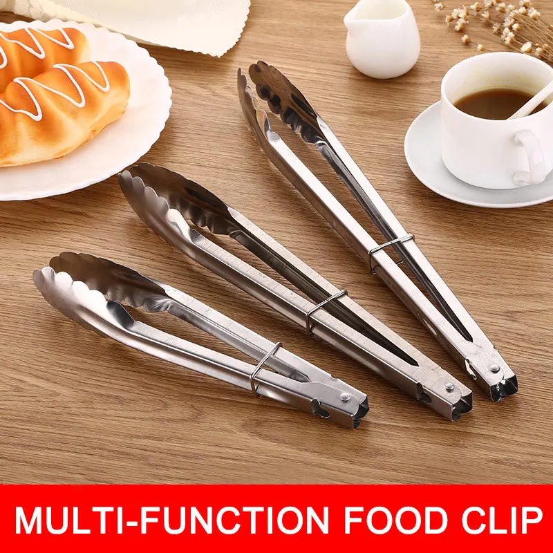 1 Pcs Stainless Steel BBQ Tongs Meat Food Clip Barbecue Tools Kitchen Cooking Clip Clamp PAK55