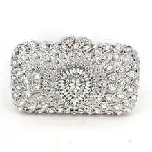 Металлический жесткий чехол, женские прозрачные клатчи с кристаллами, вечерние сумки, женские открытые Свадебные вечерние серебряные сумки для выпускного вечера, сумочка, кошелек 88620-C