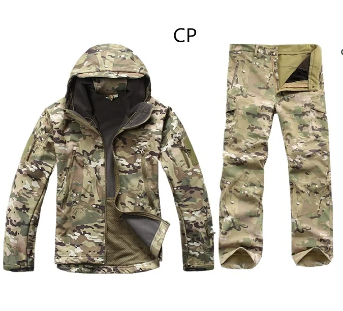 

Tactical Softshell Men Army Sport Waterproof Hunting Clothes Set Military Jacket + Pants Camouflage Outdoor Jacket Suit
