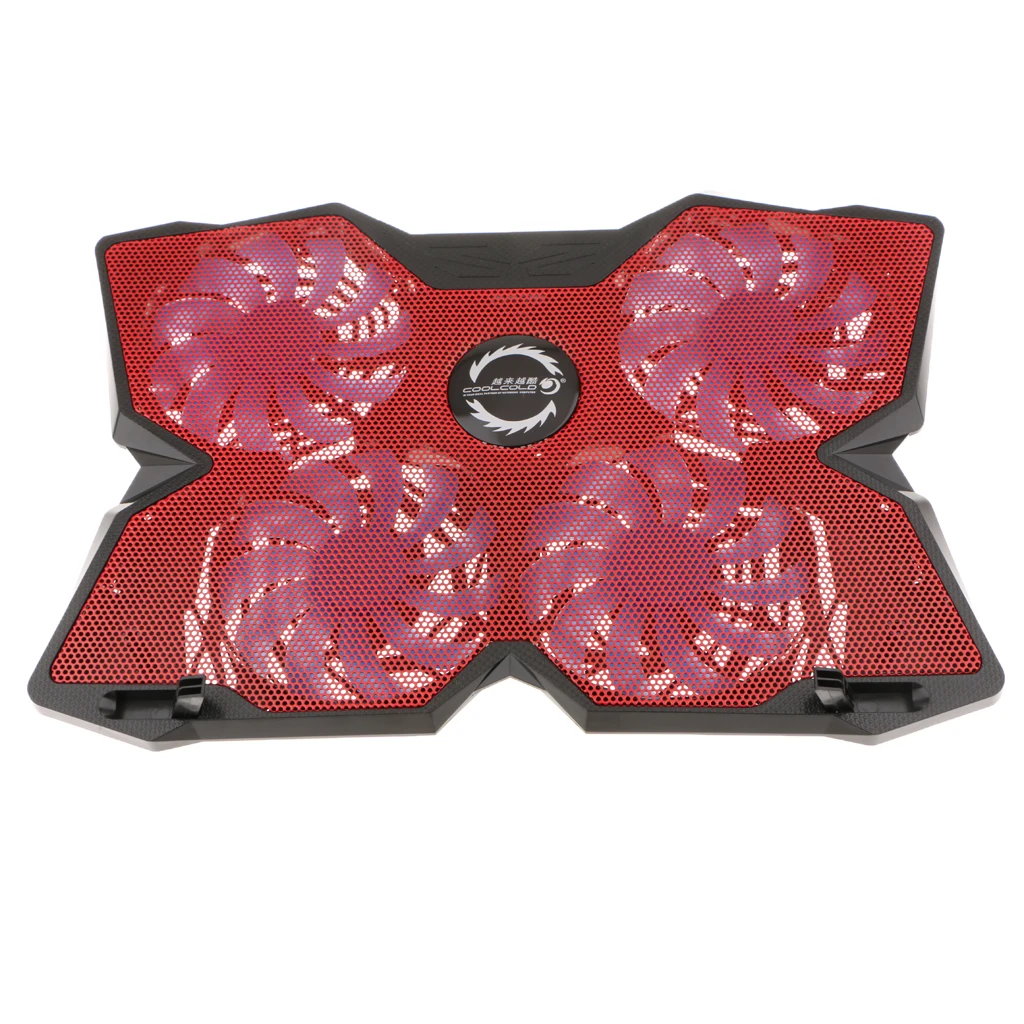 4 Fans 17inch Laptop Notebook LED Light USB Cooling Stand Pad Cooler Red