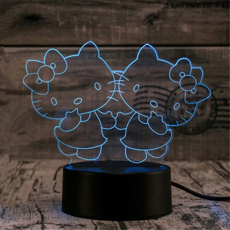 3D Led Novety Lighting Creative Gift Night Light Table Lamp Hello Kitty