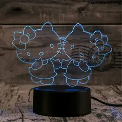 3D светодио дный LED Novety освещение креативный подарок ночник настольная лампа hello kitty свет светодио дный светодиодный домашний коридор отель