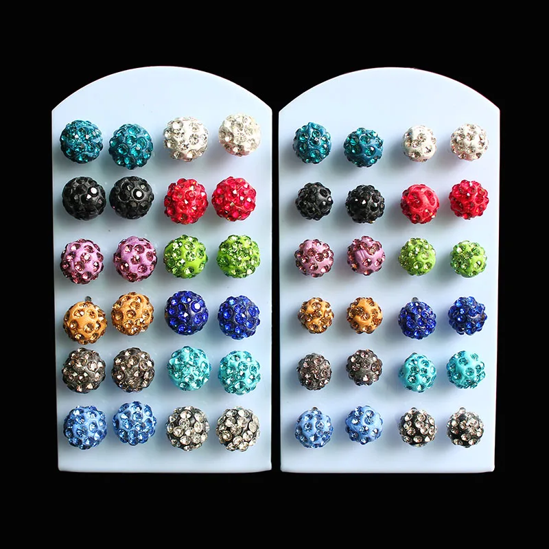 

ISINYEE 12 pairs/set Fashion Small Balls Stud Earrings Set For Women Little Girls Kids Trendy Colorful Crystal Earring Jewelry
