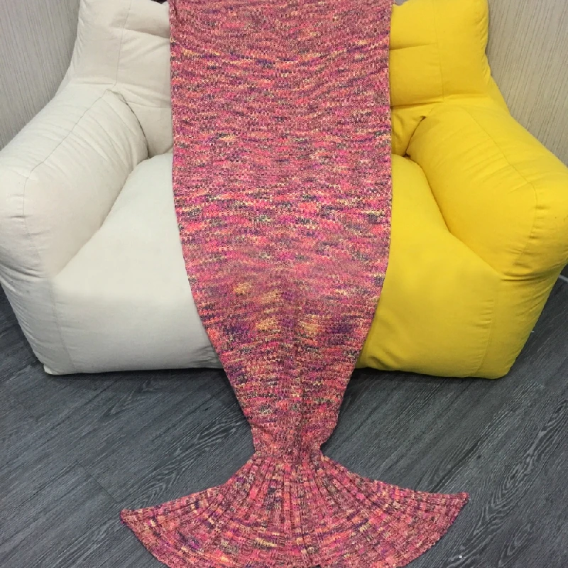 Colorful Pink Mermaid Blanket Adult Spleeping Tails Lovely Knitted