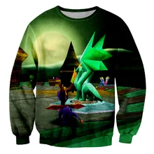 Man Colored Landscape Sweatshirt Men's Casual Loose Pullover 3D Full Printed Creative House And Green Monster Hipster O-neck Top