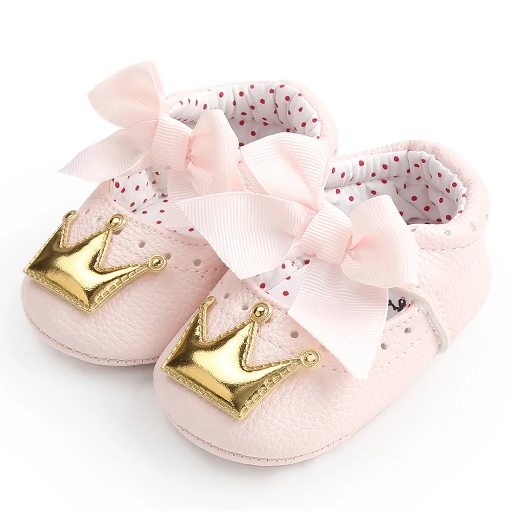 

Newborn Infant Baby Girl Crown Princess Shoes Soft Sole Anti-slip Sneakers Purple Gold color baby shoes Chaussures pour tout-pet