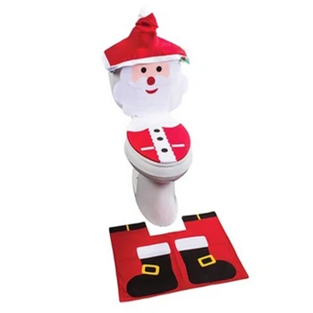 

Funny Santa claus printed toilet cover for Bathroom Toilet Seat Decorative Cushion For New Year Decoration Supplies 3 pcs