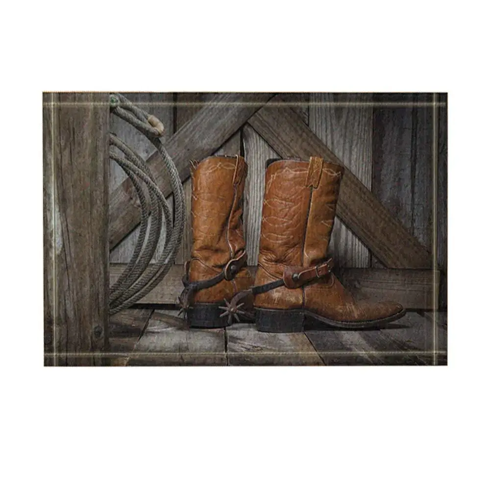 Farm Decor Cowboy Boots on Wooden Bath Rugs for Bathroom Non-Slip Door MatBrown(Multi24) | Дом и сад