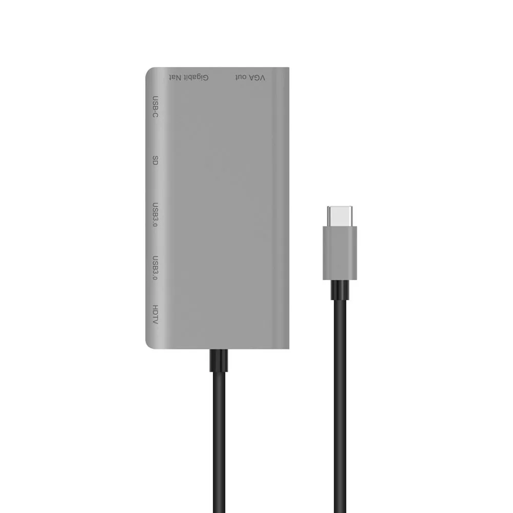 Кабель-Переходник USB C на Тип C 8 в 1 взаимный обмен данными между компьютером и периферийными устройствами 3,0 HDMI 4 K VGA RJ45 адаптера SD TF концентратор-картридер Алюминий сплав абсолютно и качественный