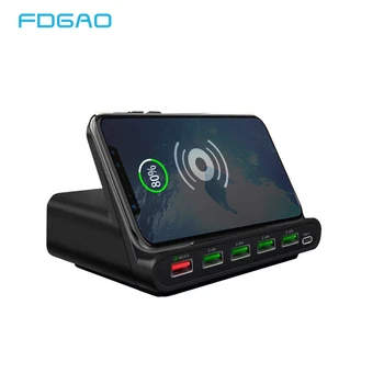 

FDGAO Qi Wireless Charger USB Charging Staition 60W Quick Charge 3.0 Holder For iPhone XS X 8 Samsung Huawei Type-C AC Adapter