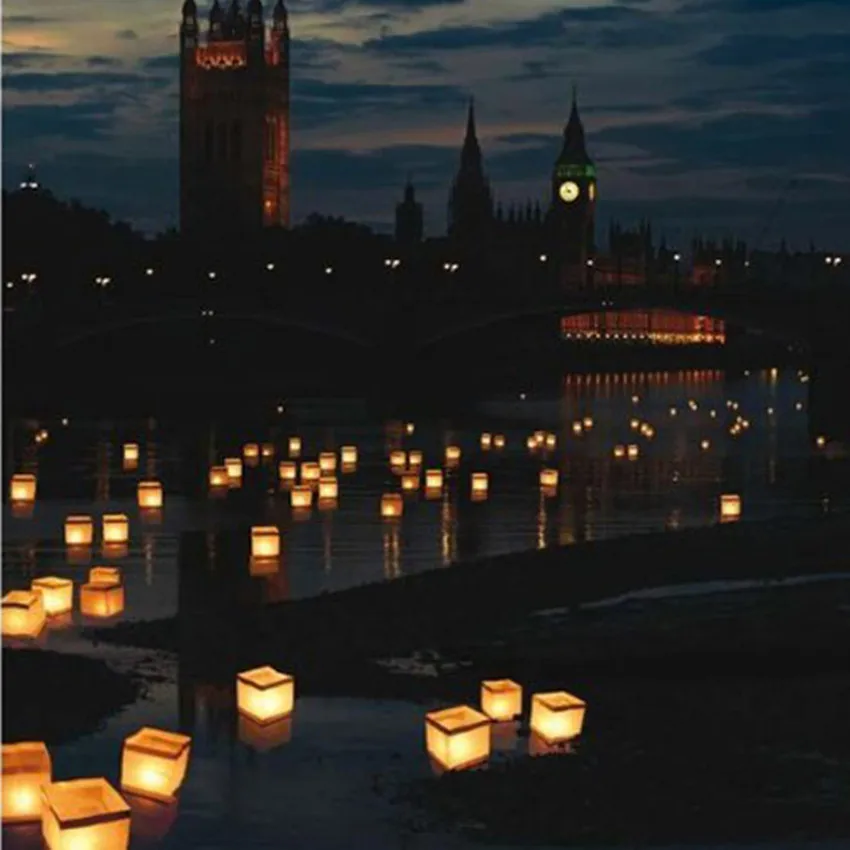 

1PCS Square Waterproof Light Paper Water River Light Square Light Lotus Blessing Wishing Candle Light Party Wedding Decoration
