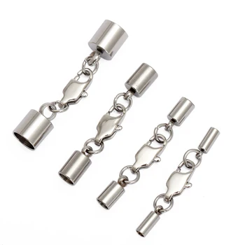 

5pcs 1.3/2/2.6/3/4/5/6/8mm Stainless Steel End Caps Lobster Clasps Jump Rings Connectors Fit Round Bracelets Leather Cord DIY
