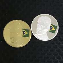 2 шт футбольные игры звезды монеты Неймар серебро позолоченный значок 40 мм Футбол Спорт сувенирное украшение монета
