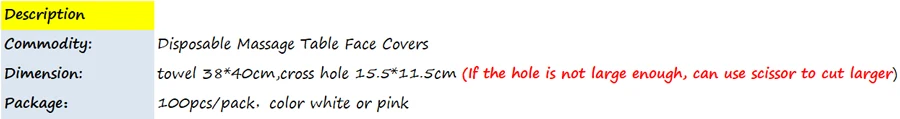 Одноразовая Массажная Колыбель, чехлы для лица, полотенце с поперечным отверстием, регулируемое для массажных столов и массажных стульев, 100 шт. в упаковке TT013