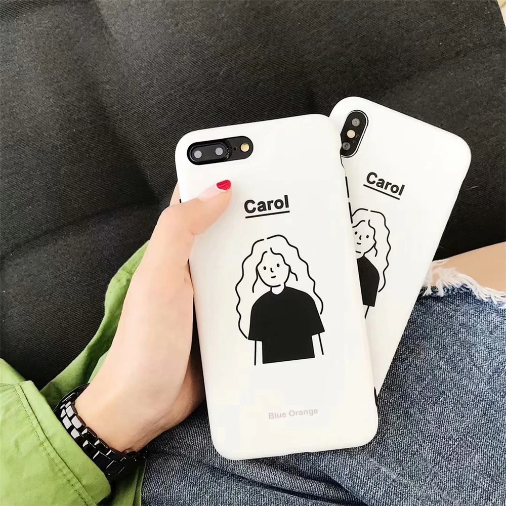 Korea Funny Cartoon Cute little girl Phone Case For iphone X 6S 6 7 8 Plus Soft IMD TPU Shell Cases Coque |