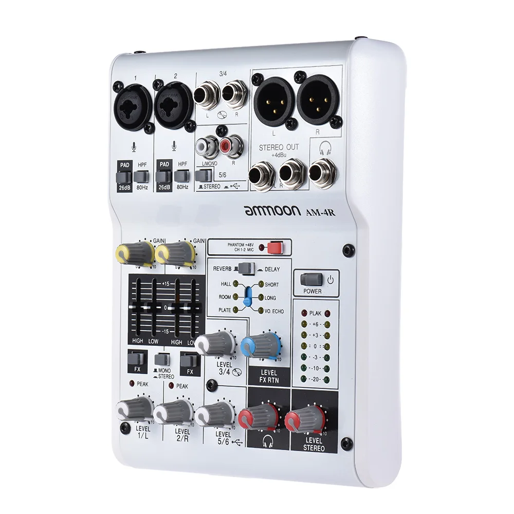 Ammoon AM-4R 6-ти канальный цифровой аудио смеситель микшерный пульт с Запись dj-сети Live Broadcast караоке
