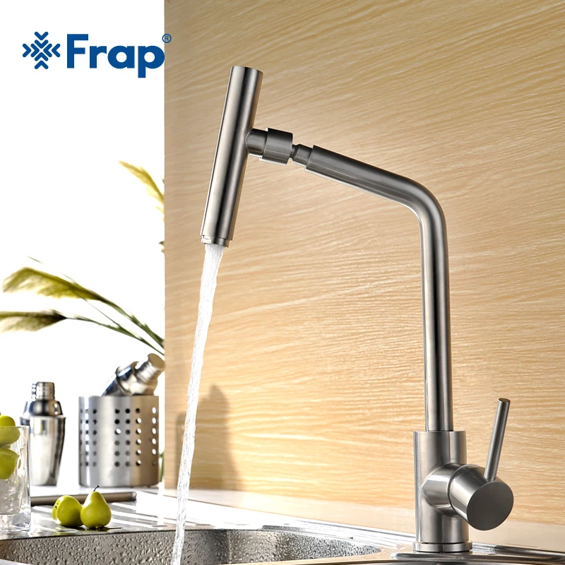 Online FRAP Küche waschbecken Wasserhahn Einzigen Griff 360 Grad Swivel Auslauf 304 edelstahl Becken Wasserhahn Hot Cold Water Mixer FLD1893