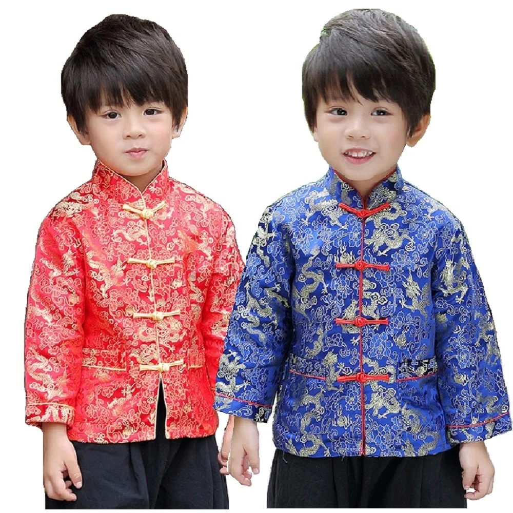 Dragon Chinese Children Coat Tang Suit China Cardigan Baby Boy Clothes Outfits Kids Thin Outerwear Children Jacket Gown Festival
