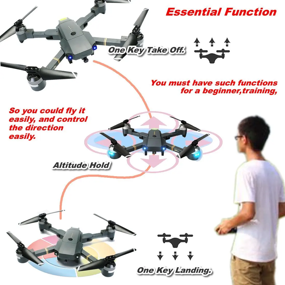 EBOYU XT 1 Радиоуправляемый Дрон 2 4 ГГц 4CH WIFI FPV 1080P HD камера складной квадрокоптер с