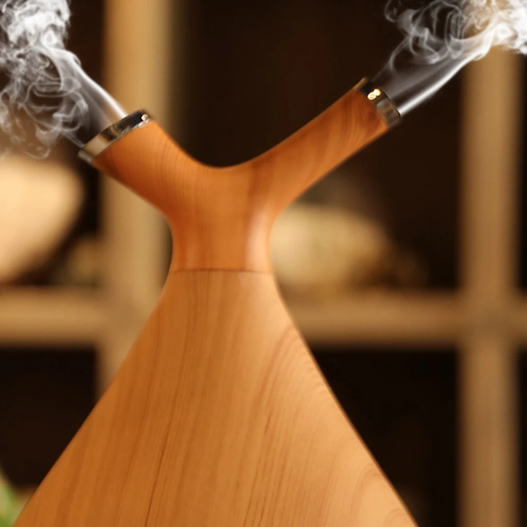 400ML Aromatherapy Essential Oil Aroma Diffuser With Wood Grain Aromatherapy Diffuser 7 Color LED Light For Home Office EU Plug