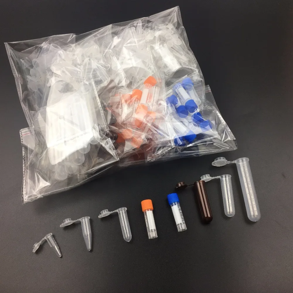 60PCS Centrifuge Tube Plastic Bottles with cap 0.5ml to 10ml Mixed Size Centrifuge Bottles Lab Supplies