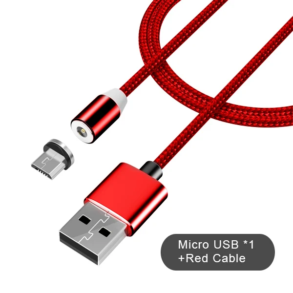 NOHON светодиодный кабель для быстрой зарядки на магните, 8-контактный Micro usb type C для iPhone X 7 8 6 Xiaomi 4 3 в 1, магнитные кабели для зарядки - Цвет: Micro Red Cable